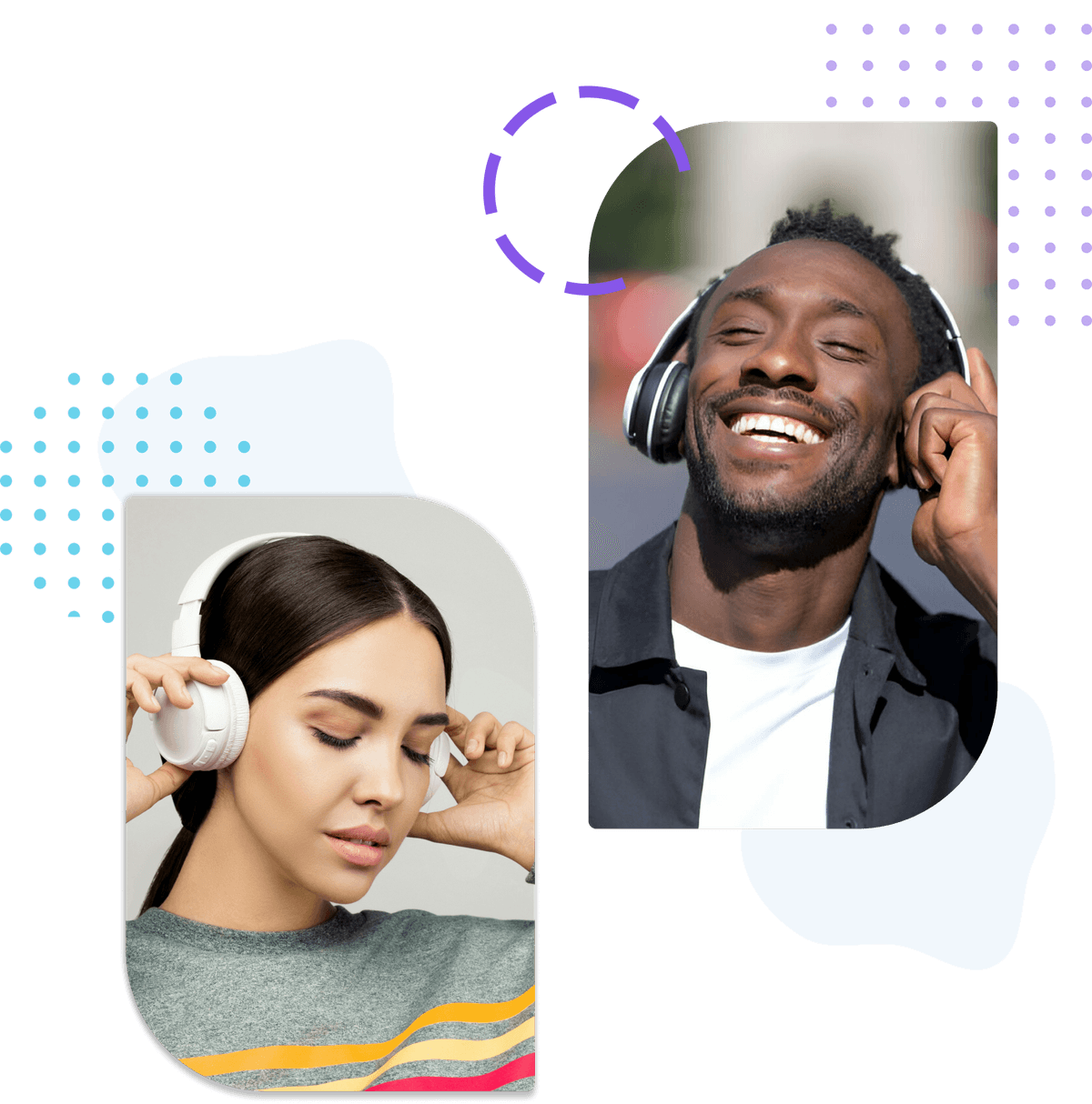 Person with headphones and energy waves