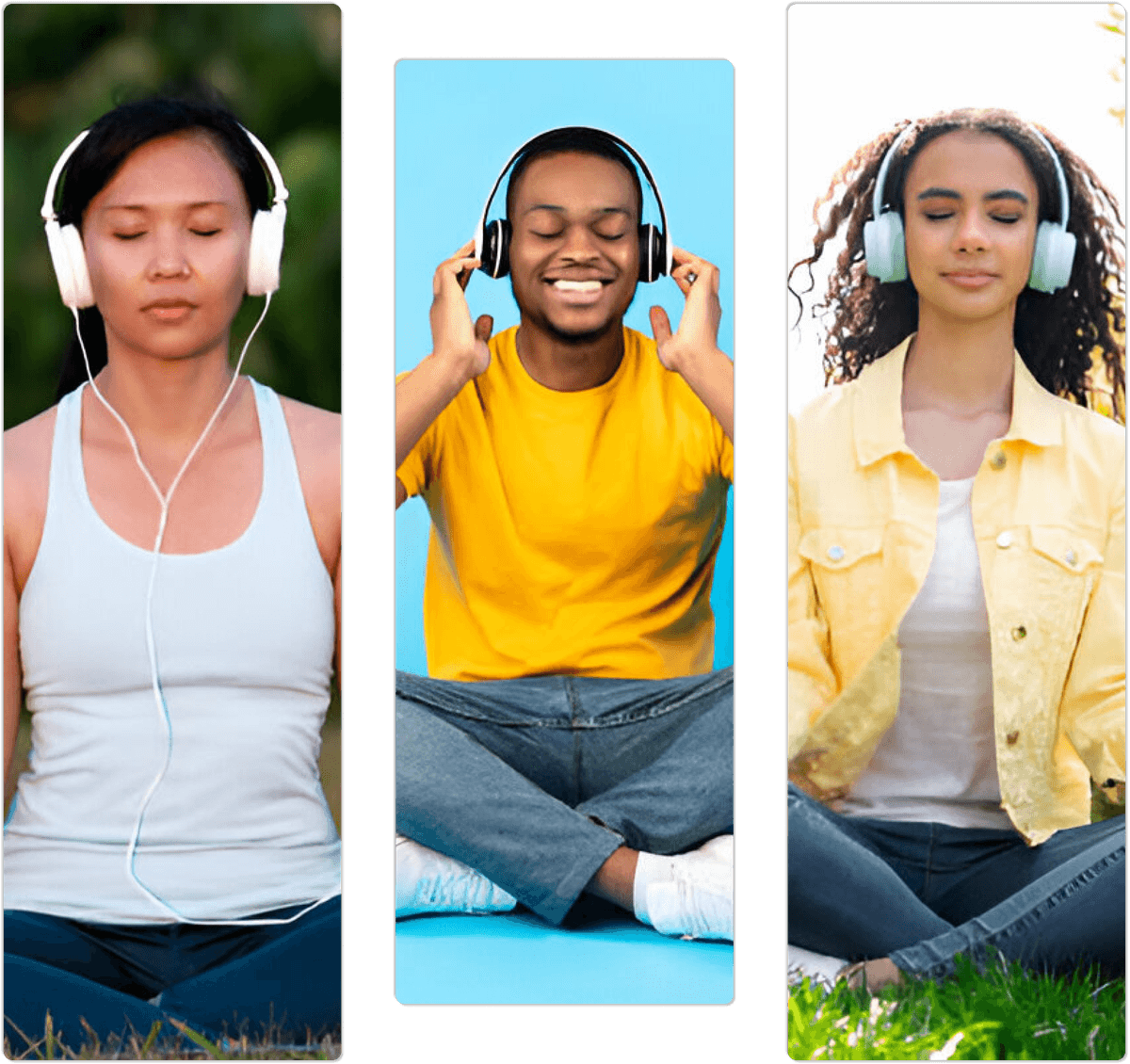 Person with headphones and energy waves